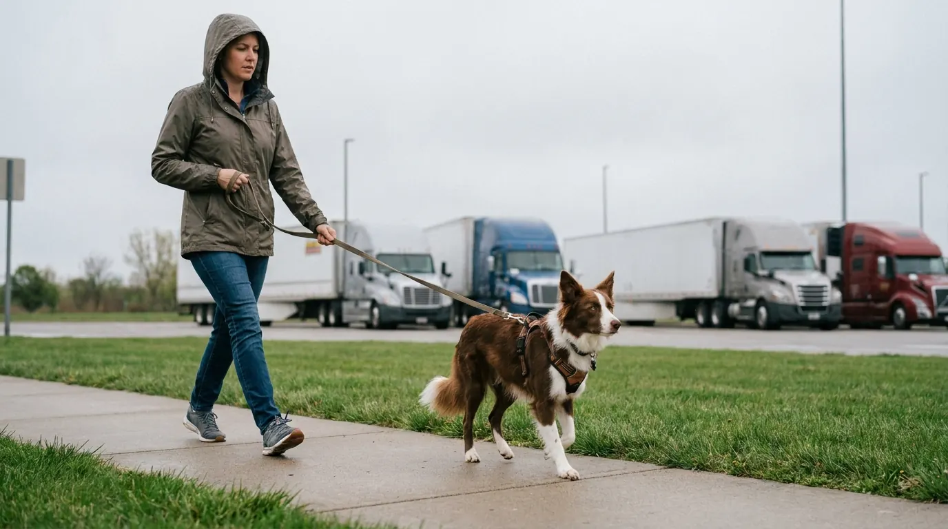 How to Walk a Reactive Dog Safely at Rest Stops and Truck Stops